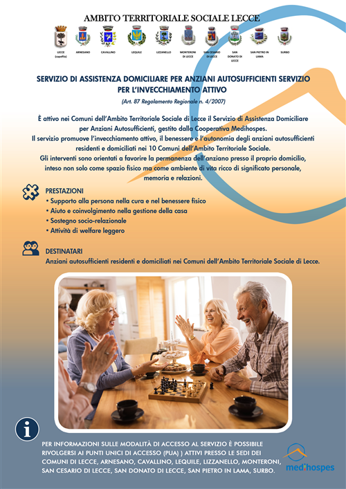 Servizio di assistenza domiciliare per anziani autosufficienti - Servizio per l'invecchiamento attivo