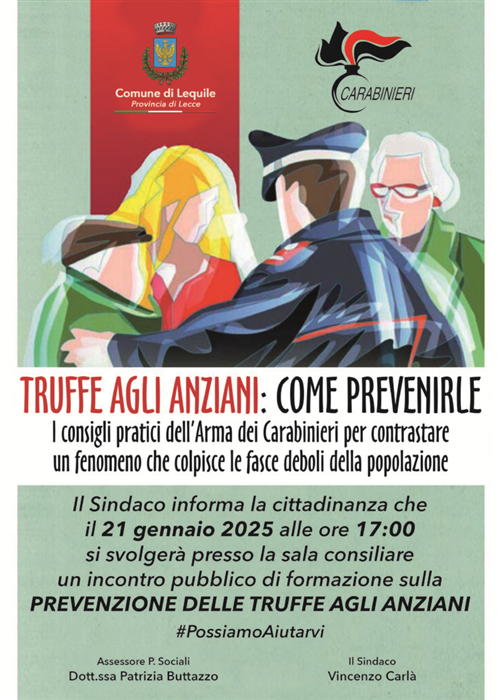 “Proteggiamo i nostri anziani dalle truffe”