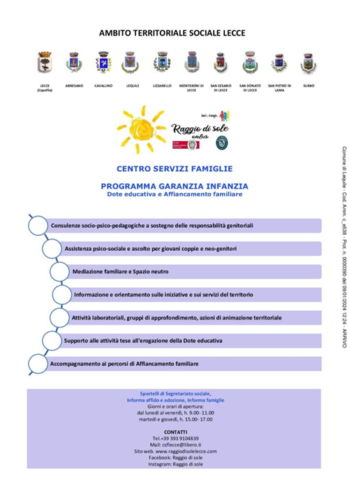 Attivo il nuovo sportello d’ascolto del centro servizi per famiglie